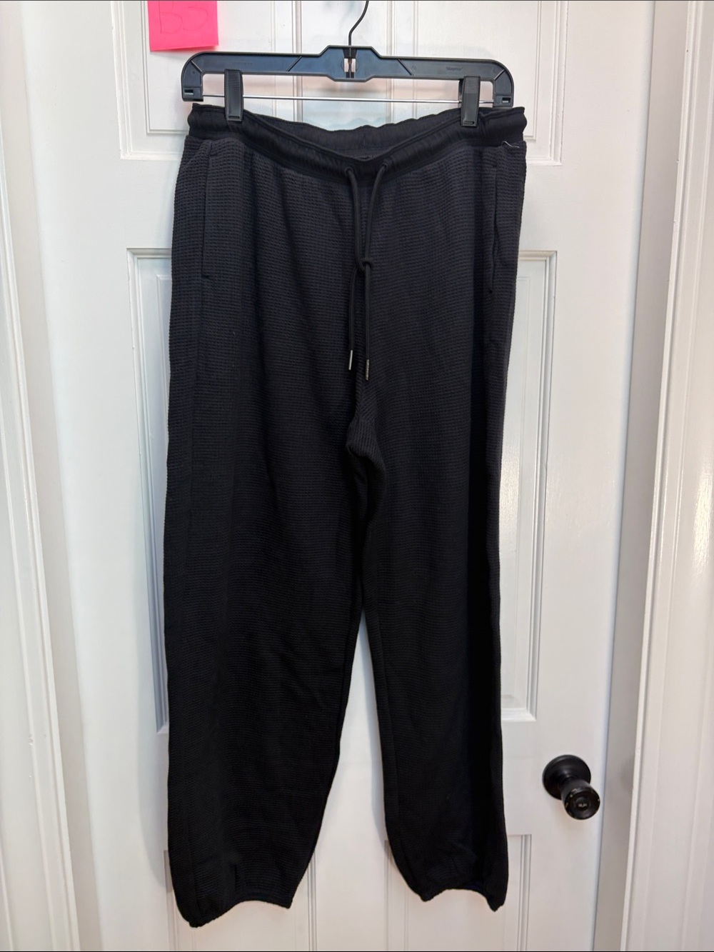 Athleta Black Waffle-Knit Drawstring Joggers